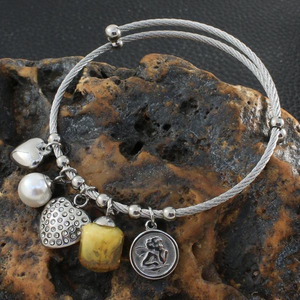

bangle fashion stainless steel jewelry simple bracelet silver color for women gift bryz082, Black