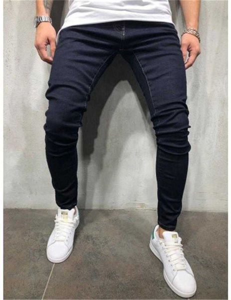 

foot small wash casual men's jeans hip hop solid pants yama, Blue