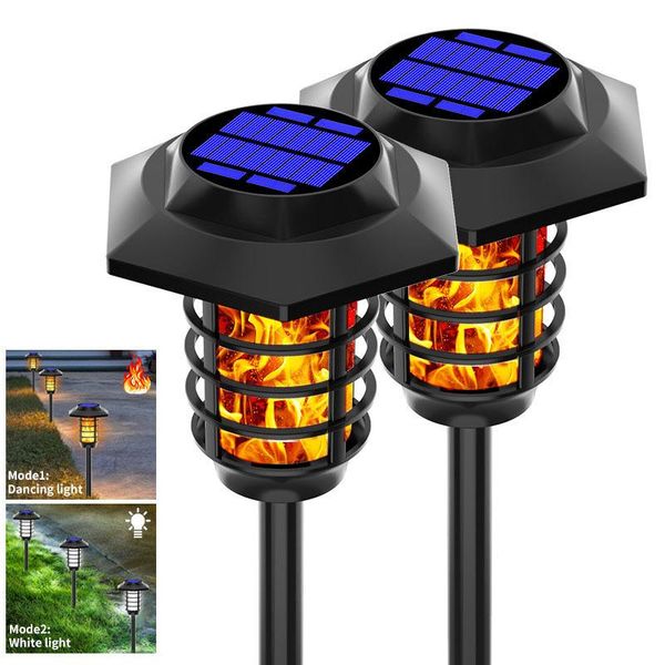 

48/66led solar flame lamp outdoor flicker torch light for garden floor lamps holiday sunshine driveway lawn