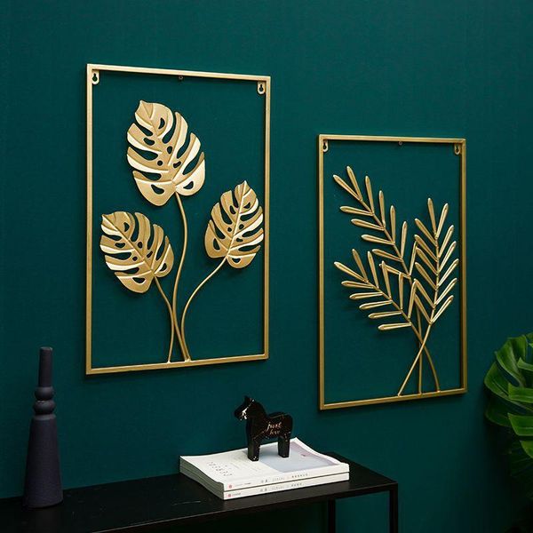 

decorative objects & figurines [hht] selling creative golden leaf iron wrought wall pendant home decoration living room bedroom sofa backgro