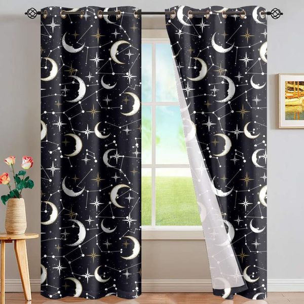 

curtain & drapes upetstory sun moon printed blackout curtains for living room bedroom modern window blinds kids study home decoration