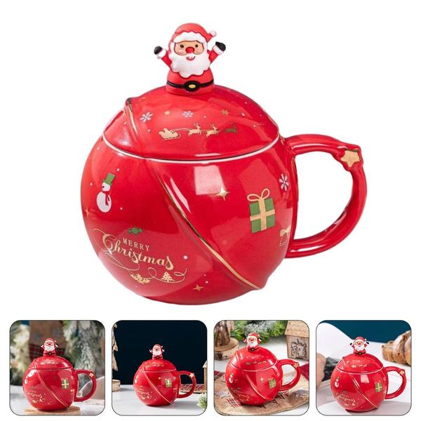 

mugs 1pc adorable christmas elements cup household decorative drinking (red)