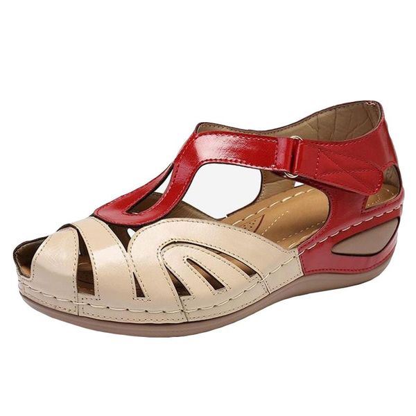 

sandals hollow out mixed colors women's fashion women color block wearable peep toe casual wedges summer shoes sandalias, Black