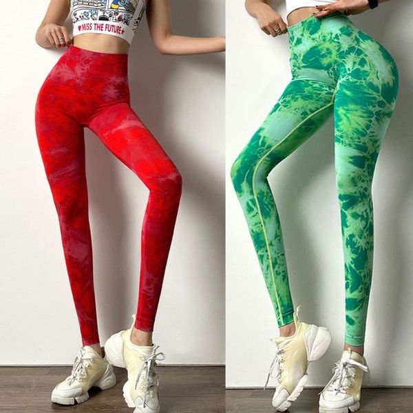 

buttock leggings tie-dye seamless knitted peach hip yoga pant tummy control w89f outfit