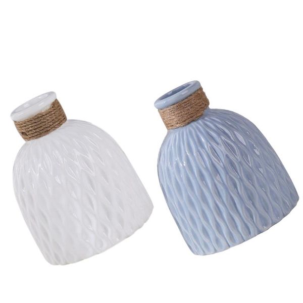 

vases 2pcs ceramic corrugated ripple plant flower