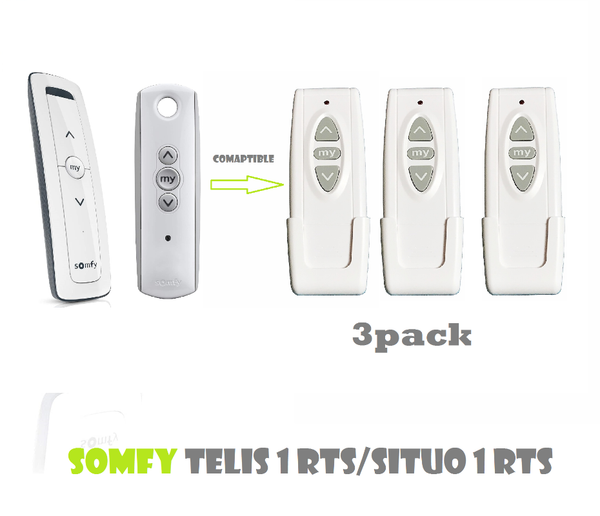 

3pack somfy remote telis situo 1 rts pure 433.42mhz replacement controlers