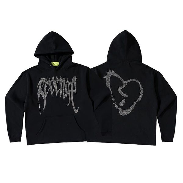 

men's hoodies & sweatshirts xxxtentacion diamond revenge vintage hoodie men 1:1 oversized black shining blingbling women pullov