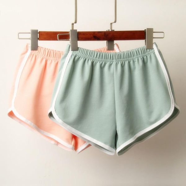 

women's shorts 2021 leisure sports cotton gray black light red green split elastic waist patchwork beach party, White;black
