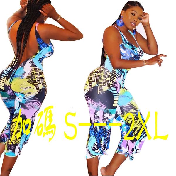 

star model 2021 new women's fashion oil paint graffiti printed sleeveless jumpsuit, Black;pink