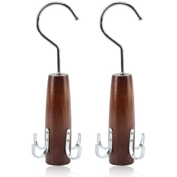 

towel racks tie rack scarf for wardrobe, 2 swivel hooks easy opening / closing space-saving storage rack, sturdy wooden sc