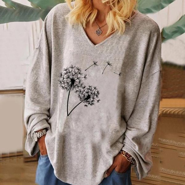 

women's blouses & shirts vintage v neck dandelion long sleeve blusas female autumn tunic pleated oversize shirt, White