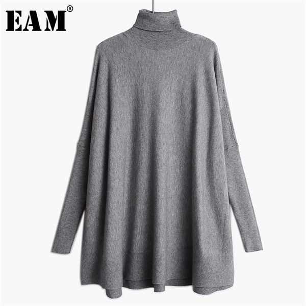 

[eam] oversized knitting sweater loose fit turtleneck long sleeve women pullovers fashion spring autumn 19a-a43 211120, White;black