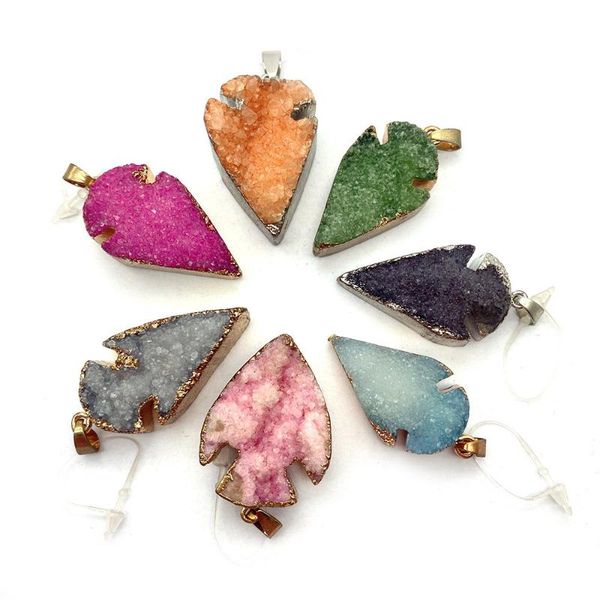 

charms 1pcs natural crystal pendant necklace jewelry tapered plating diy handmade bracelet earrings accessories crafts charm, Bronze;silver