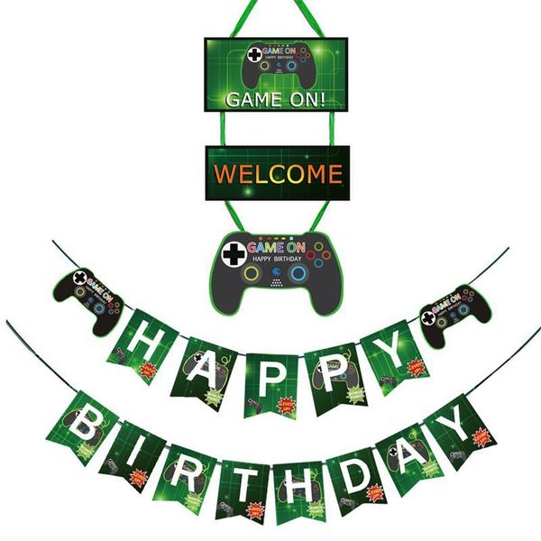 

party decoration happy birthday game theme banner electronic garland first boy supplies