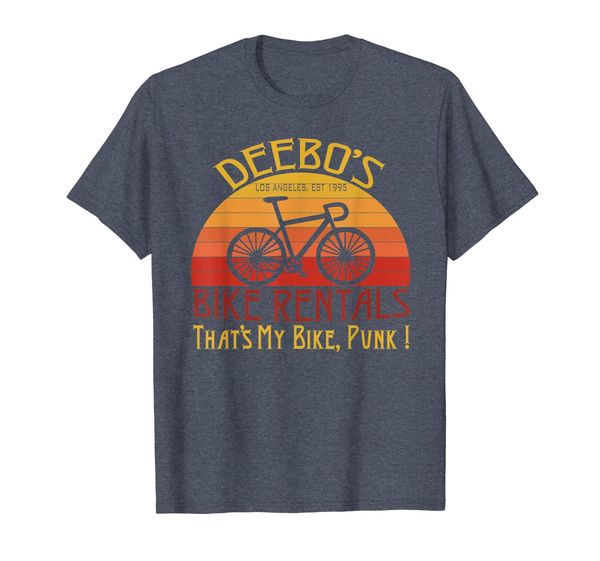 

deebo's bike rentals vintage bike rider funny gift t-shirt, White;black