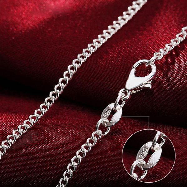 

chains 925 sterling silver 16/18/20/22/24/26/28/30 inch 2mm side chain necklace for woman man fashion charm jewelry gift