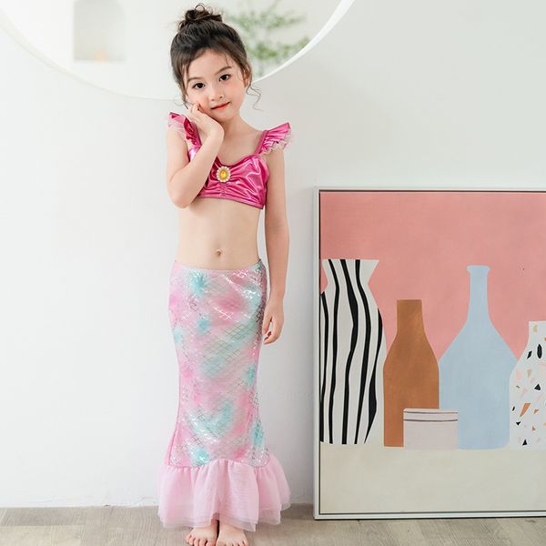 

princess children's mermaid tail swimsuit girls beach split bikini, Black;white