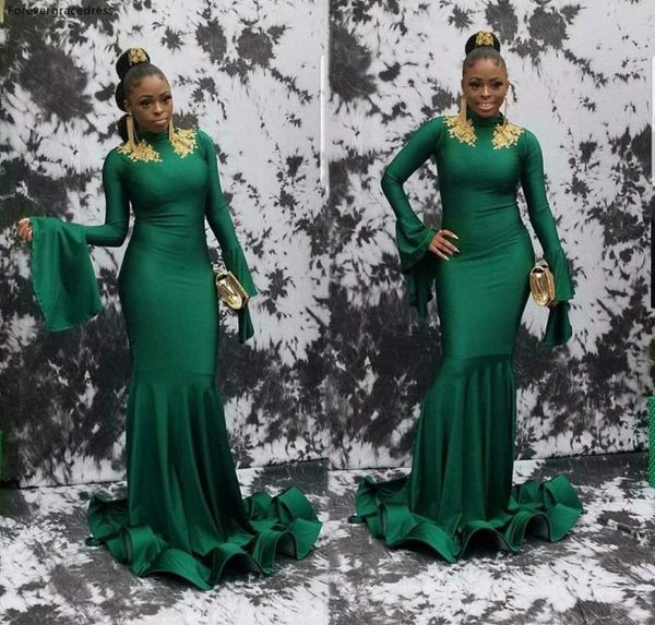 

party dresses mermaid green evening dress 2021 african long sleeves red carpet holiday women wear formal prom gown custom made plus size, White;black