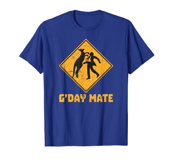

g'day mate t-shirt funny kangaroo punching person sign, White;black