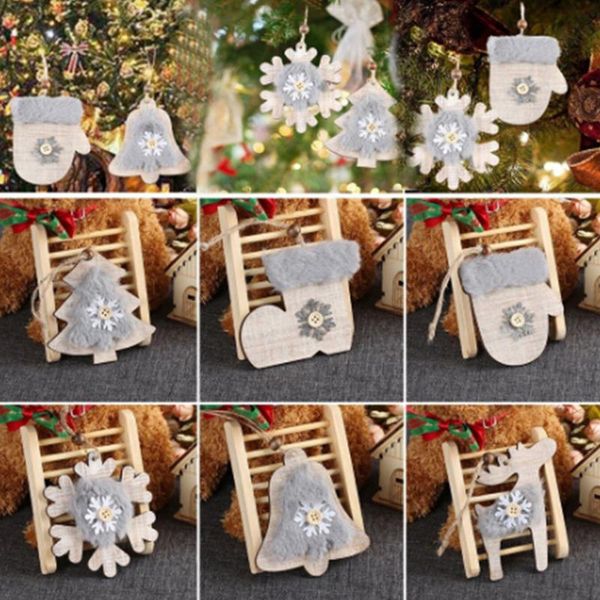 

christmas decorations tree pendant stars bells hat stocking wooden wool diamond hanging decoration crafts warm decor glove boots