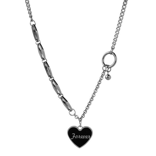 

pendant necklaces minimalist stainless steel chain for women fashion love letter pendants hiphop choker necklace female trendy jewelry, Silver