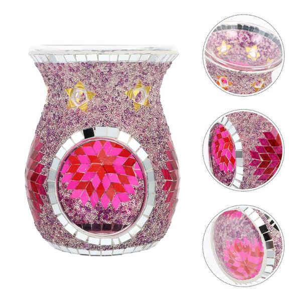 

fragrance lamps 1pc mosaic candle holder tea light glass aroma stove without