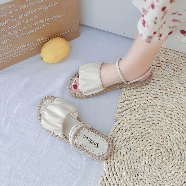 

sandals 2021 rome two-wear summer fairy style ins tide fashion students all-match flat shoes, Black