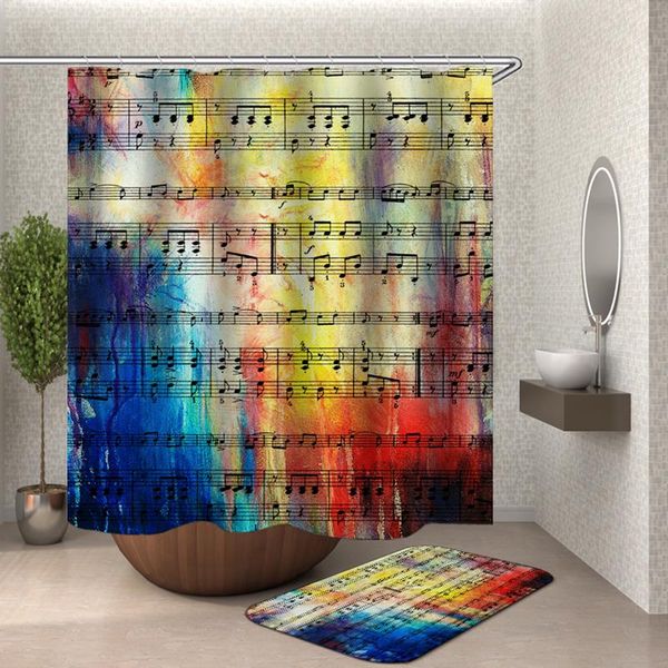 

shower curtains note music curtain bathroom waterproof colouful polyester bath