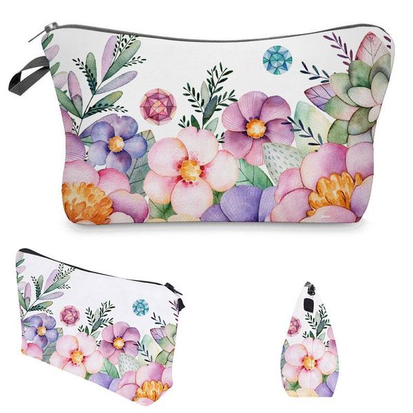 

women cosmetic bag toiletry tool case floral 3d printing makeup travel organizer pouch girls for make up bags & cases