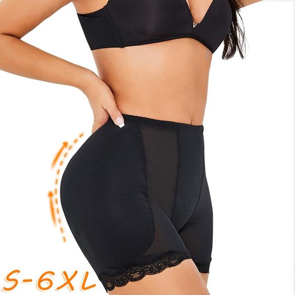 

women's shapers women low waist safety shorts shaper panties lace breathable underwear padded buttock pant bulifter hip enhancer, Black;white