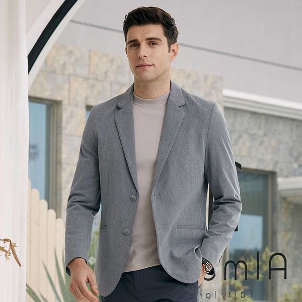 

men blazers grey wedding business blazer masculino treet wear social casual suit jacket slim fit costume homme 210527, White;black
