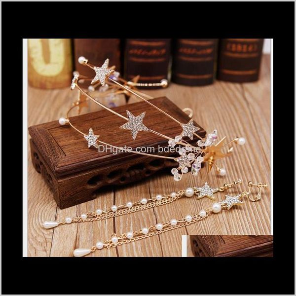 

drop delivery 2021 headwear golden korean style hair hoop earrings xianmei dress wedding salute jewelry w3zs1, Slivery;golden