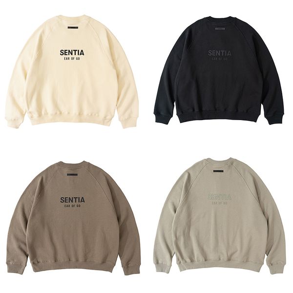 

21ss autumn winter back 3d silicon raglan sleeve oversized hoodie high street skateboard loose fleece pullover crew neck sweatshirt full col, Black