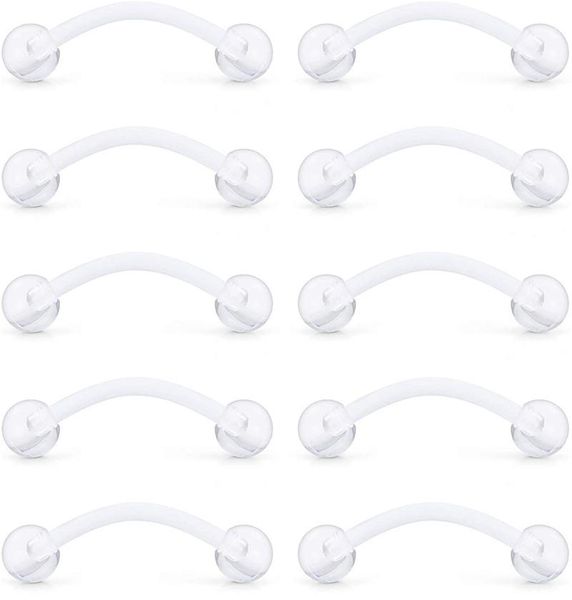 

other 10-40pcs clear bioflex acrylic curved barbell snake eyes tongue ring retainer piercing 14g, Slivery;golden