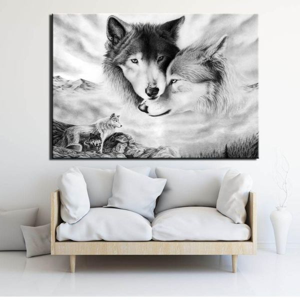 

paintings hd printed 1 piece canvas art wolf painting wall pictures for living room framed home decof2601