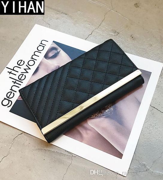 

factory wholesale women bag fashion lingge leathers long wallet flip lingges ladies wallets wild simple sewing thread embroidery leather pur, Red;black
