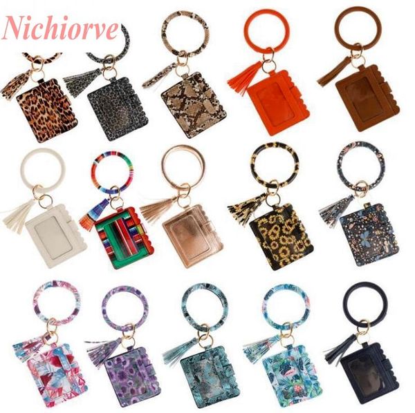 

designer bag wallet leopard print pu leather bracelet keychain credit card wallet bangle tassels key ring handbag lady accessories 2021