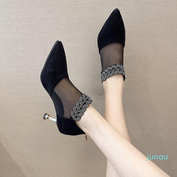 

boots sandals shoes boots-women thigh high heels crystal zipper 2021 rubber autumn ladies summer over-the-knee el, Black