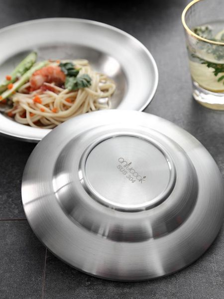 

dishes & plates deepen 304 stainless steel plate double insulated restaurant dinner