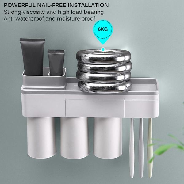 

bath accessory set magnetic toothbrush holder mouthwash cup razor toothpaste storage shelf wall mounted bathroom accessories sets products
