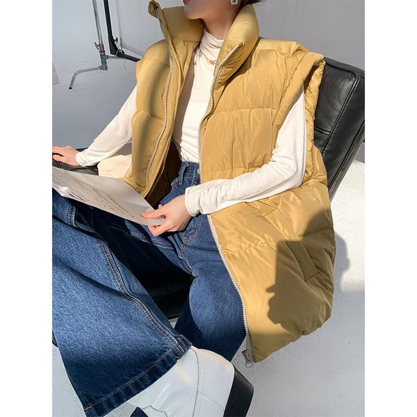

vests 2021 foreign style, vt, white duck down bread coat, women's, Black;white