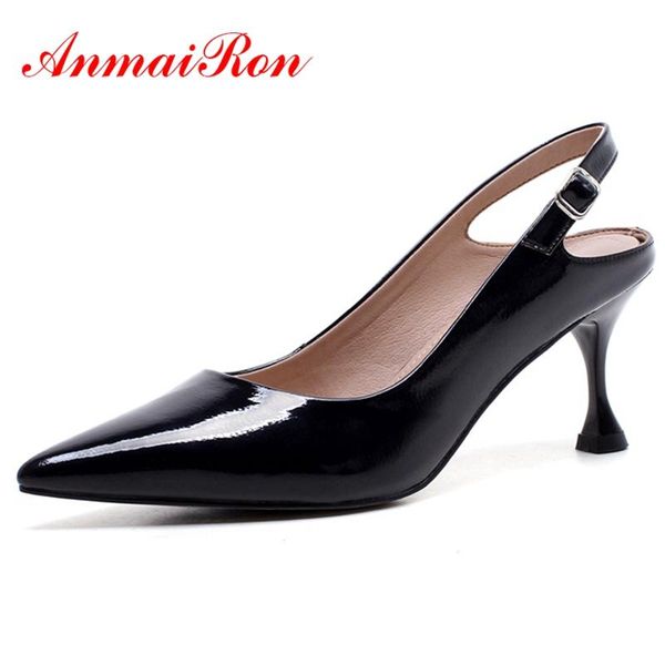 

dress shoes anmairon women high heels ladies pumps 2021 fashion elegant footwear size 34-39 thin heel party cr246, Black