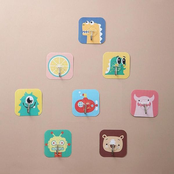 

hooks & rails 5pcs punch-plug hook cartoon animal wall hanging kitchen hanger multi-function adhesive multi-purpose storage f4w0