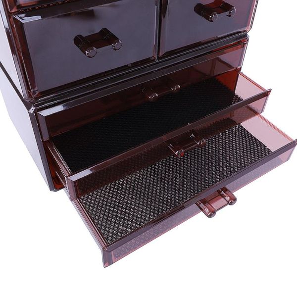 

plastic cosmetics storage rack transparent 7 drawers coffee180821107 cosmetic bags & cases
