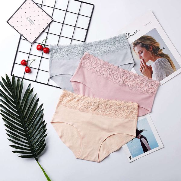 

lace underwear women's one piece high waist seamless modal briefs, Black;pink