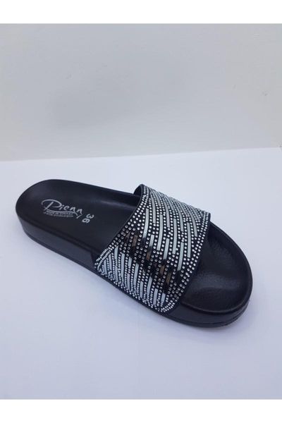 

slippers women's cubic zirconia, Black
