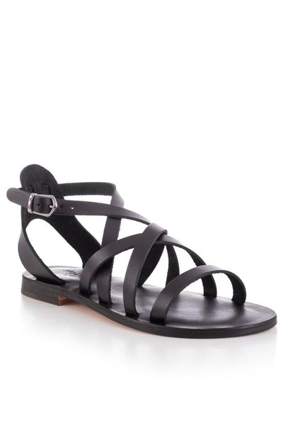 

sandals handmade genuine leather black women 's basement sandals-20249