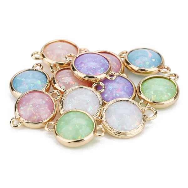 

charms 5pcs/lot 12x17mm pink color round resin with 2mm double hole connector charm pendants for diy jewelry findings, Bronze;silver