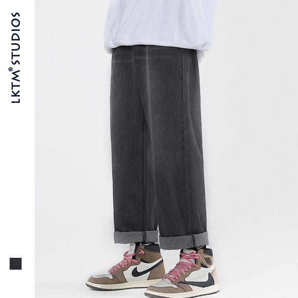 

men's jeans non-ironing casual loose straight wide leg fashion denim washed daddy pants mens vintage hip hop 4cj5, Blue