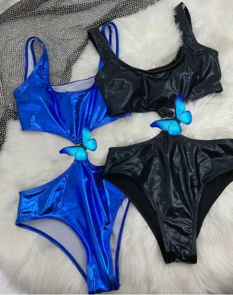 

new leather swimsuit bikini set women hardware pad swimwear black blue fast shipping bathing suits pad tags